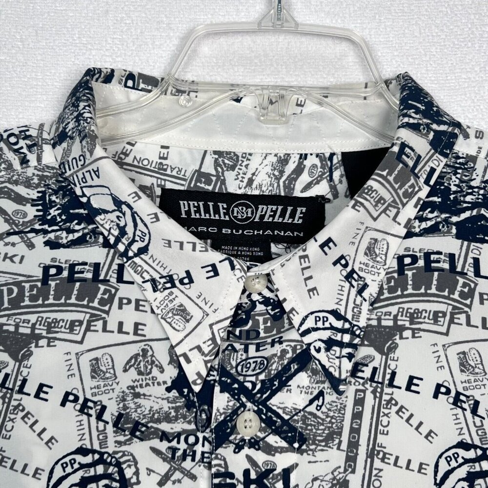 Pelle Pelle Marc Buchanan Shirt XXL AOP Mountain Ski Theme‎ Long Sleeve Blue - Picture 8 of 13